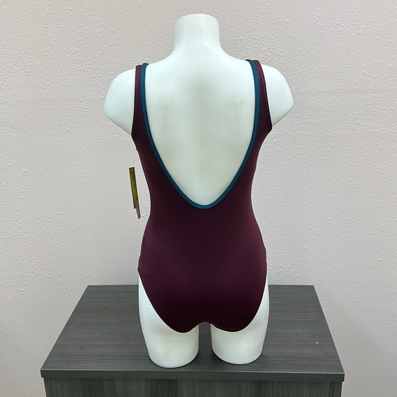 Seea Teal, Burgundy, and Olive One-Piece Swimsuit - Picture 3 of 3